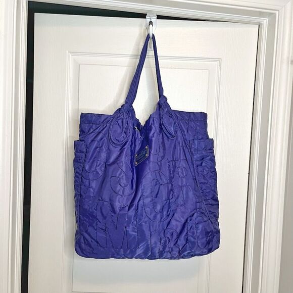 Marc Jacobs Nylon Quilted Lined Allover Logo Letter Shopper Tote Purse - Picture 7 of 15